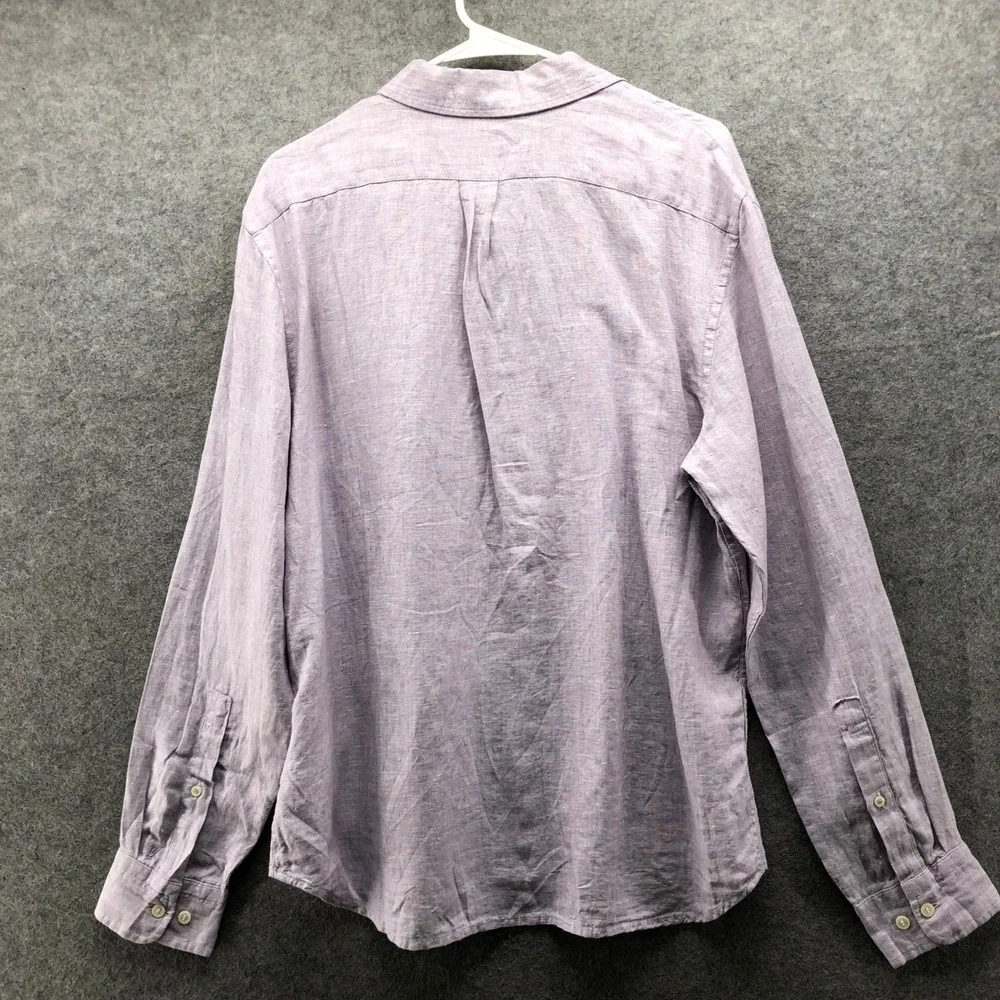 Banana Republic 100% Linen Shirt Mens M Purple Standard Fit Long Sleeve Button